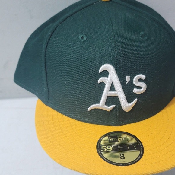 Oakland Athletics A's New Era Authentic On-Field 59FIFTY Fitted Hat Size 8 - Picture 2 of 13